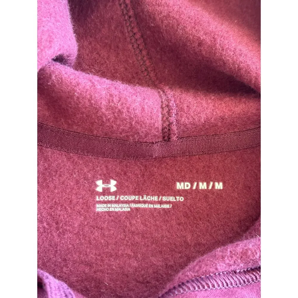 Under Armour Rival Fleece Antler Logo Pullover Hoodie Mens Medium Maroon Hunting